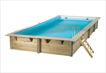 Kit piscina della  piscina in legno fuori terra da esterno LINEA 650x350 Liner azzurro: struttura in legno