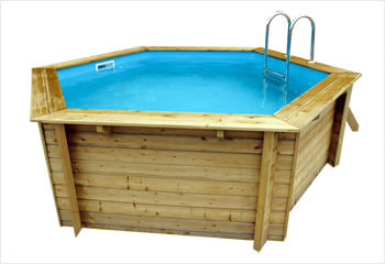 Kit piscina della  piscina in legno fuori terra da esterno Ocean 510 Liner azzurro: struttura in legno