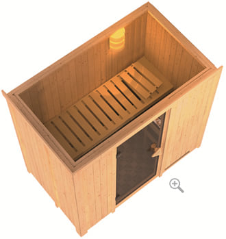 Sauna multifunzione finlandese infrarossi da interno e da casa Variado con stufa combo-bio - sezione vista dall'alto