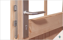Sauna finlandese da esterno Ivana - Particolare serratura a cilindro con tre chiavi