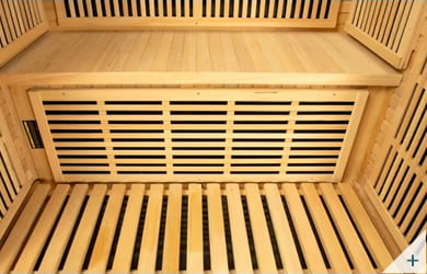 Sauna infrarossi Zaira - Foto degli interni: maniglia in legno