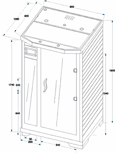 Sauna con lampade infrarossi - Prospetto tecnico