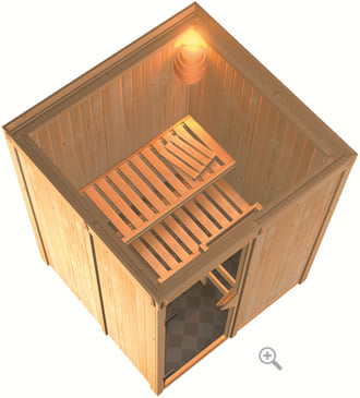 Sauna finlandese classica Rina coibentata - sezione vista dall'alto