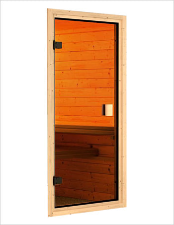 Sauna Finlancese classica da casa in kit in legno massello di abete 38 mm Lella: Kit sauna - Porta in vetro bronzato