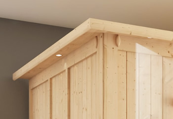 Sauna finlandese classica Anastasia coibentata: Cornice del tetto con luce LED opzionale