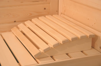 Sauna finlancese classica da casa in kit in legno massello di abete 40 mm Mara Luxe da interno: Kit sauna - Tre poggiatesta luxe in legno massello di pioppo