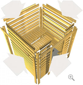 Sauna Finlancese classica da casa in kit in legno massello di abete 38 mm Lella: Assemblaggio facile e veloce
