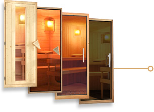 Sauna finlancese classica da casa in kit in legno massello di abete 40 mm Zelda da interno: Porta in quattro varianti - Prezzo unico